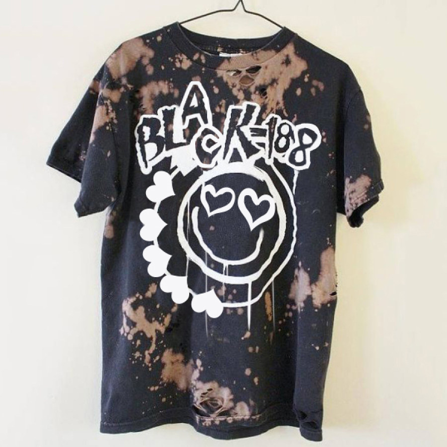 

Retro Casual Smiley Printed T-shirt