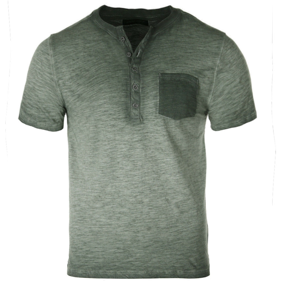 

Men's Outdoor Vintage Gradient Henley Collar T-Shirt