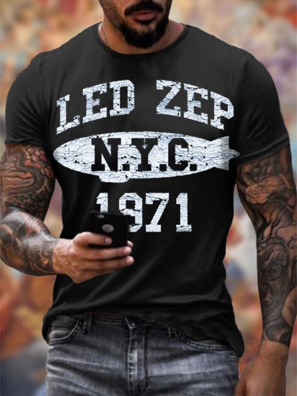 Led Zeppelin Rock Band Print Short Sleeve T-Shirt