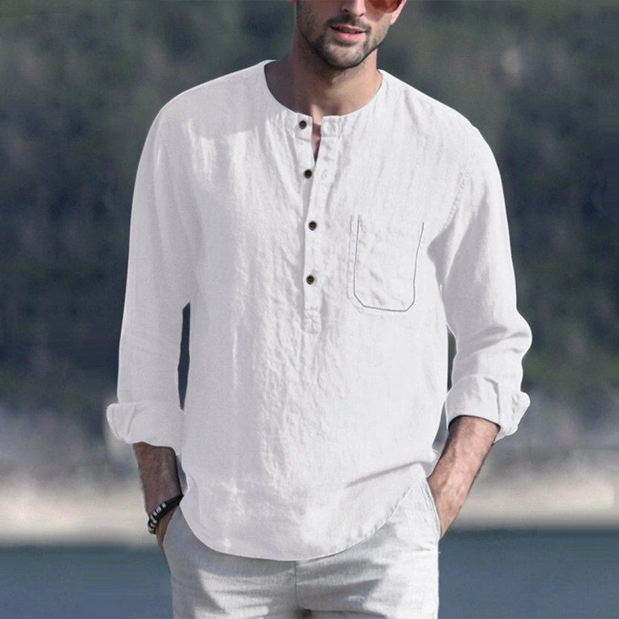 

Men's Retro Casual Cotton Linen Long Sleeve Shirt