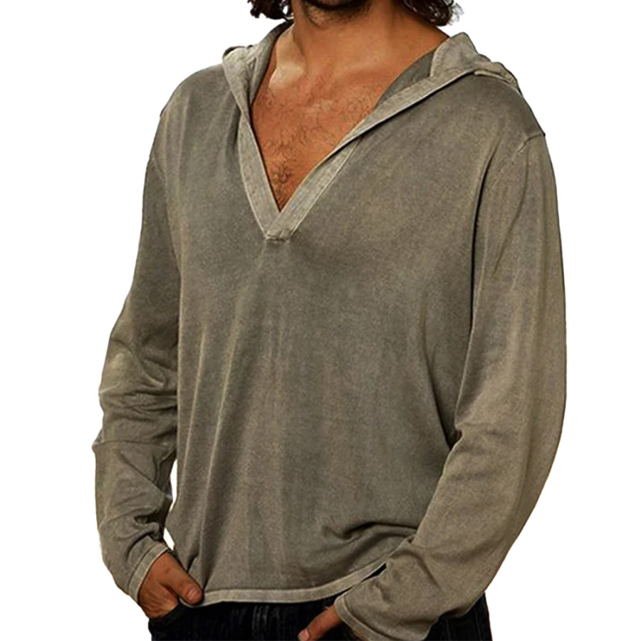 

Men's Outdoor Vintage Hooded Long Sleeve T-Shirt