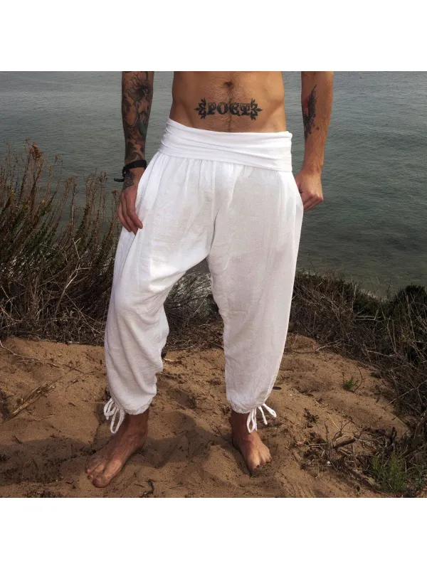 Simple Comfortable Casual Men's Linen Pants Beach Yoga Pants - Valiantlive.com 