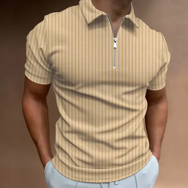 Men's T-Shirts Men's Outdoor Zipper Striped Polo Shirt pl66 pl67 pl62 Summer Autumn Winter Spring  - Cotosen.com