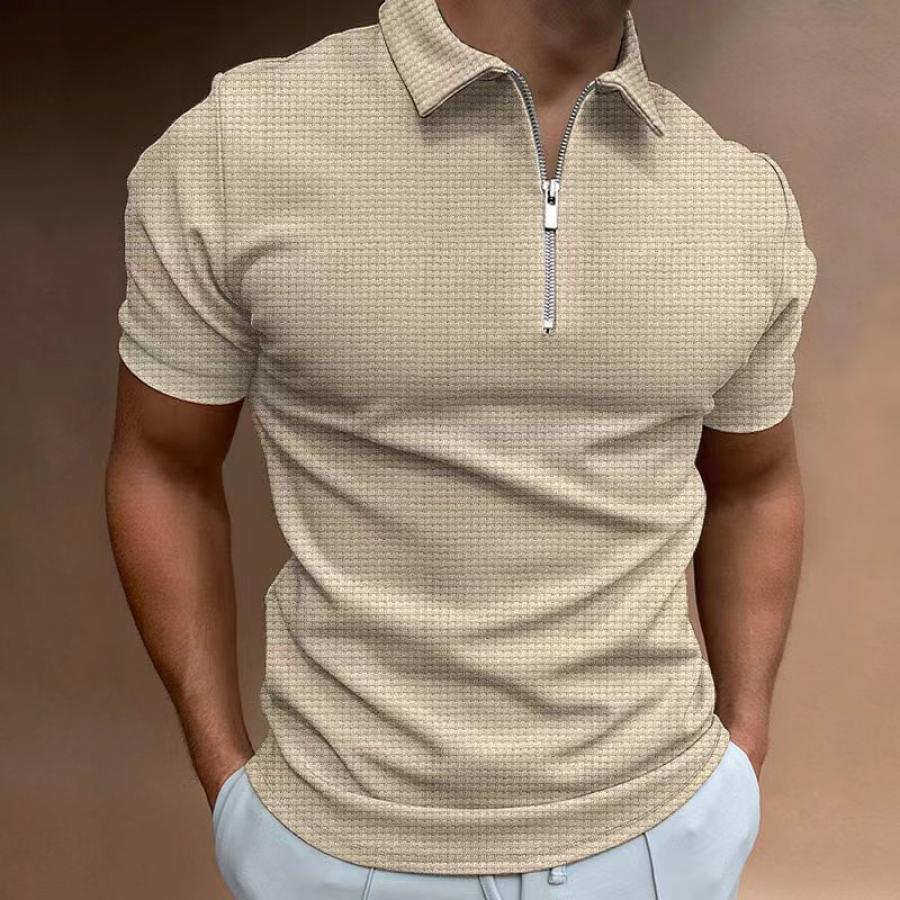 

Camisa De Golf Informal De Punto Gofrado Para Hombre Con Cremallera Al Aire Libre