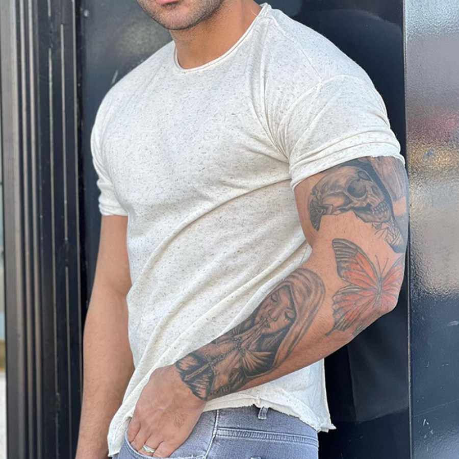 

Men's Short Sleeve Casual Comfort Solid Color Round Neck T-Shirt