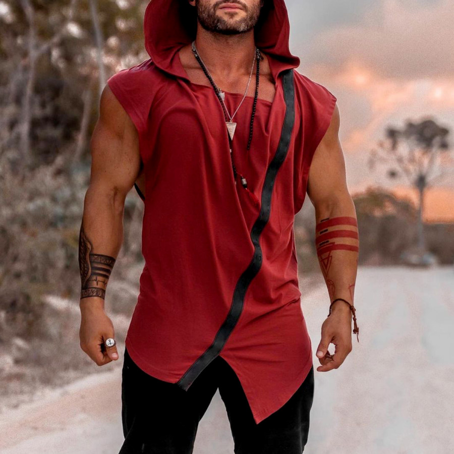 

Luxury Men's Fitness Running Sports Hooded Tank Top Comfort Function Unique Cotton Loose Oversized Tank Top
