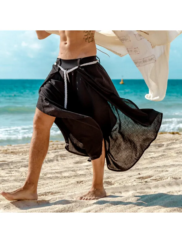Men's Comfortable Cotton Linen Elastic Waist Casual Pants - Valiantlive.com 