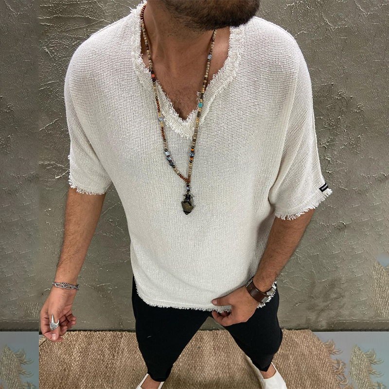 Linen Minimalist V-Neck T-Shirt