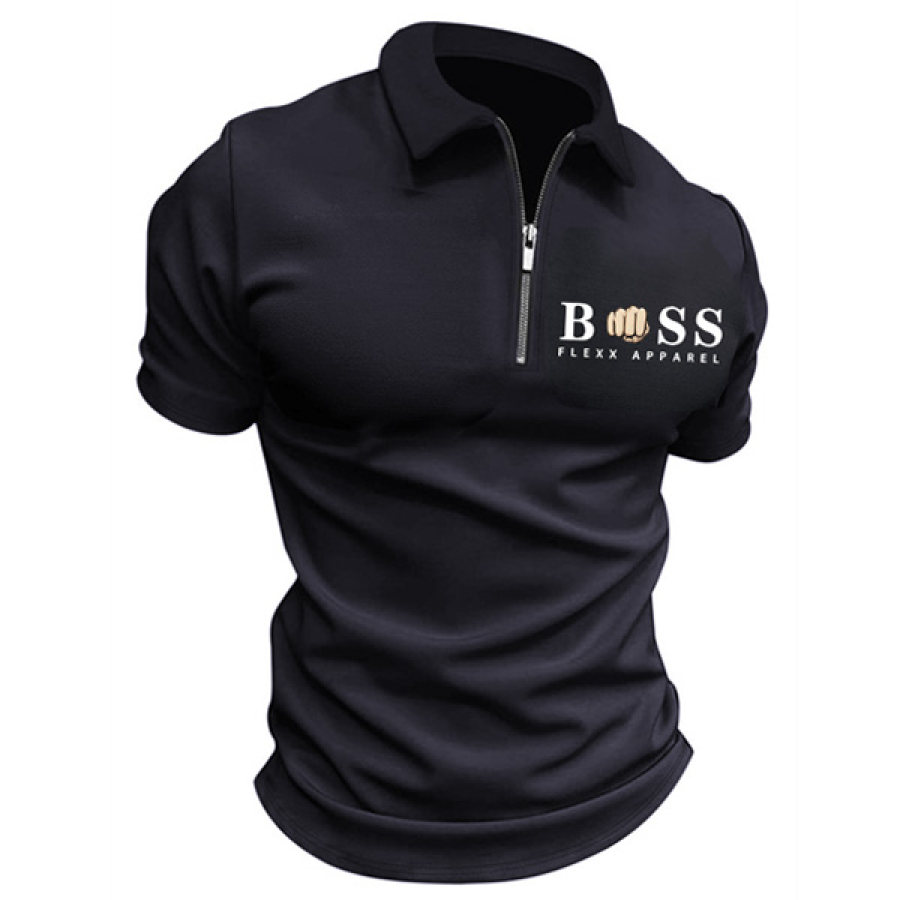 

Herren-Poloshirt Von Boss Einfarbig Kurzärmelig Revers-T-Shirt Lässige Passform