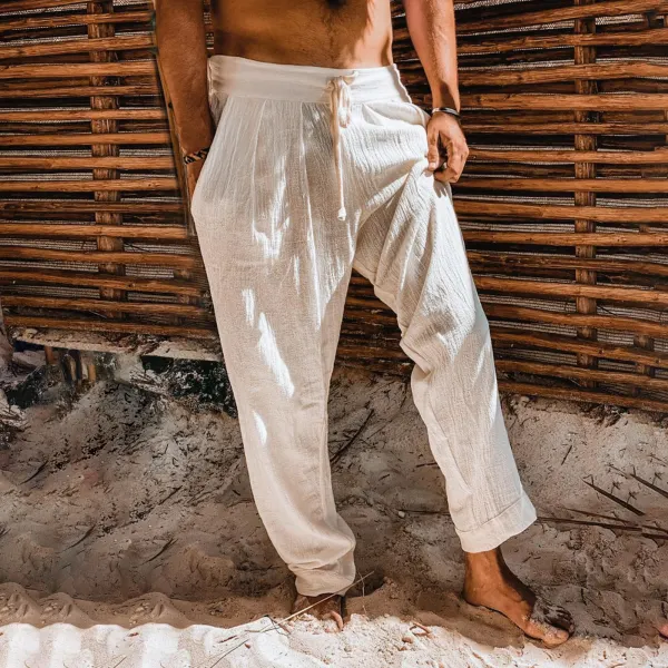 Men's Comfort Linen Elastic Waist Casual Pants - Villagenice.com 