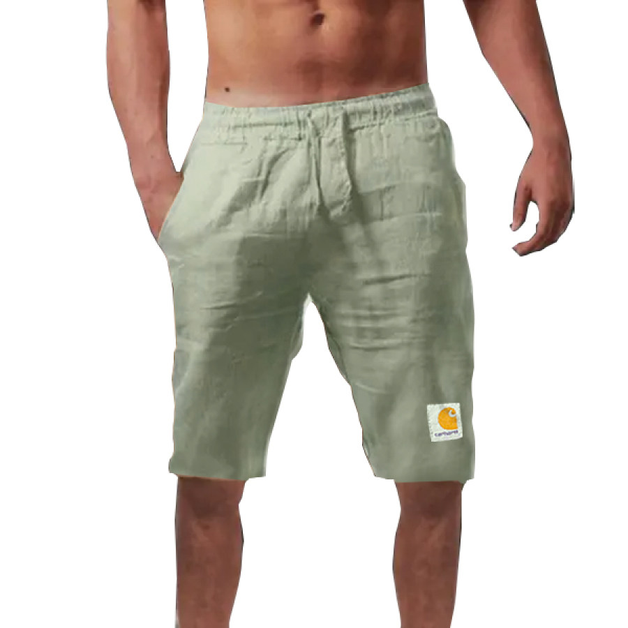 

'Carhartt' Мужские льняные брюки Мужские хип-хоп дышащие хлопчатобумажные и льняные шорты Трендовые однотонные повседневные брюки