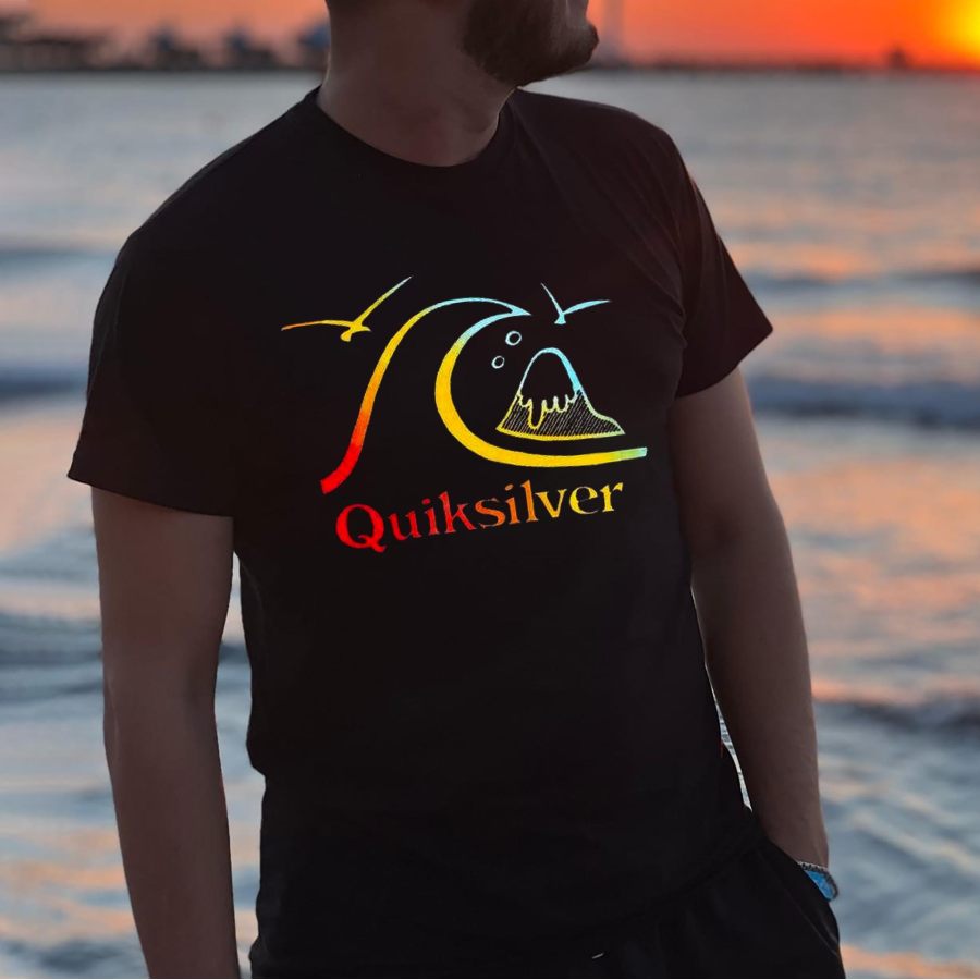 

Camiseta Masculina Vintage Quiksilver Gráfico Manga Curta Tamanho Grande Ao Ar Livre Casual Verão Diariamente Tops Preto
