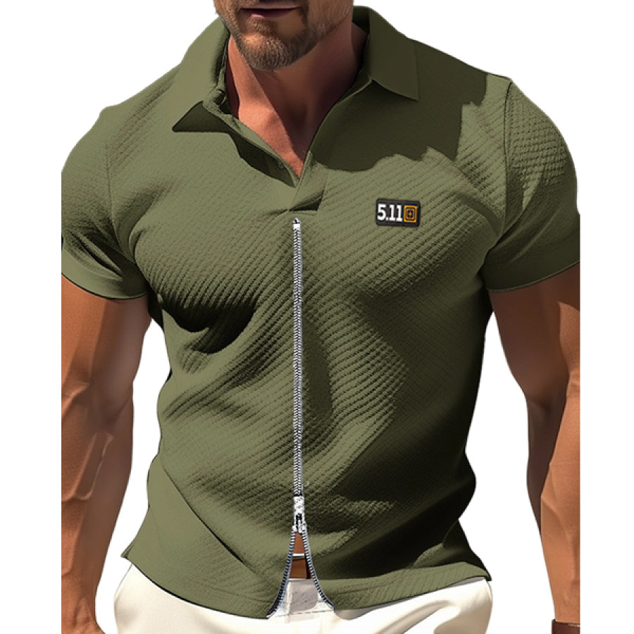 

Men's Waffle Zip Henley Shirt 511 Outdoor Henley Shirt Tee Top Street Vacation Short Sleeves Clothing