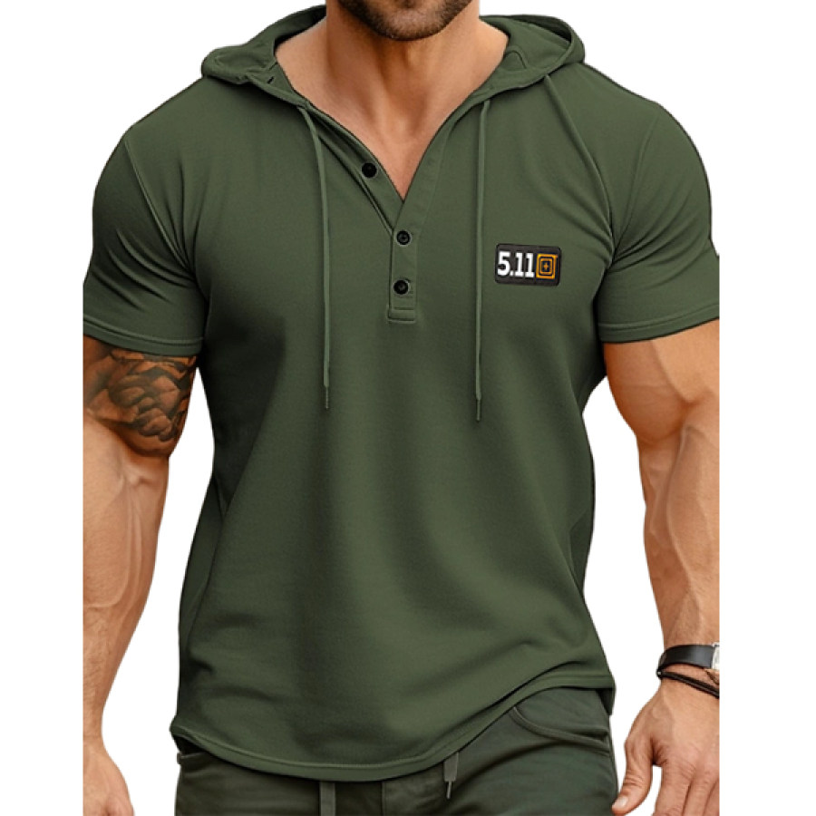 

Men's Waffle Zip Henley Shirt 511 Outdoor Henley Shirt Tee Top Street Vacation Short Sleeves Clothing