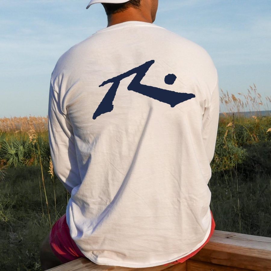 

Homme T-shirt Manches Longues Rétro Vintage Surf Simple De Plein Air Quotidien Hauts Blanche