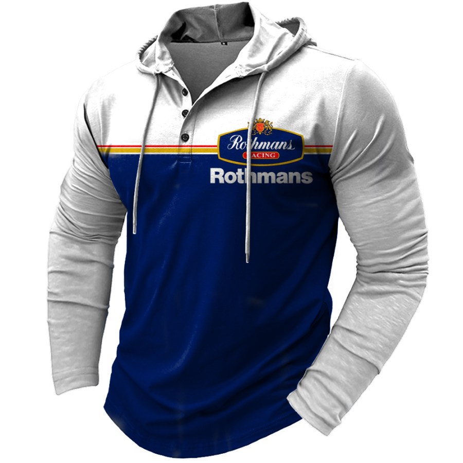 

Men's Retro Racing Race Colorblock Print Casual Hoodie Long Sleeve T-Shirt