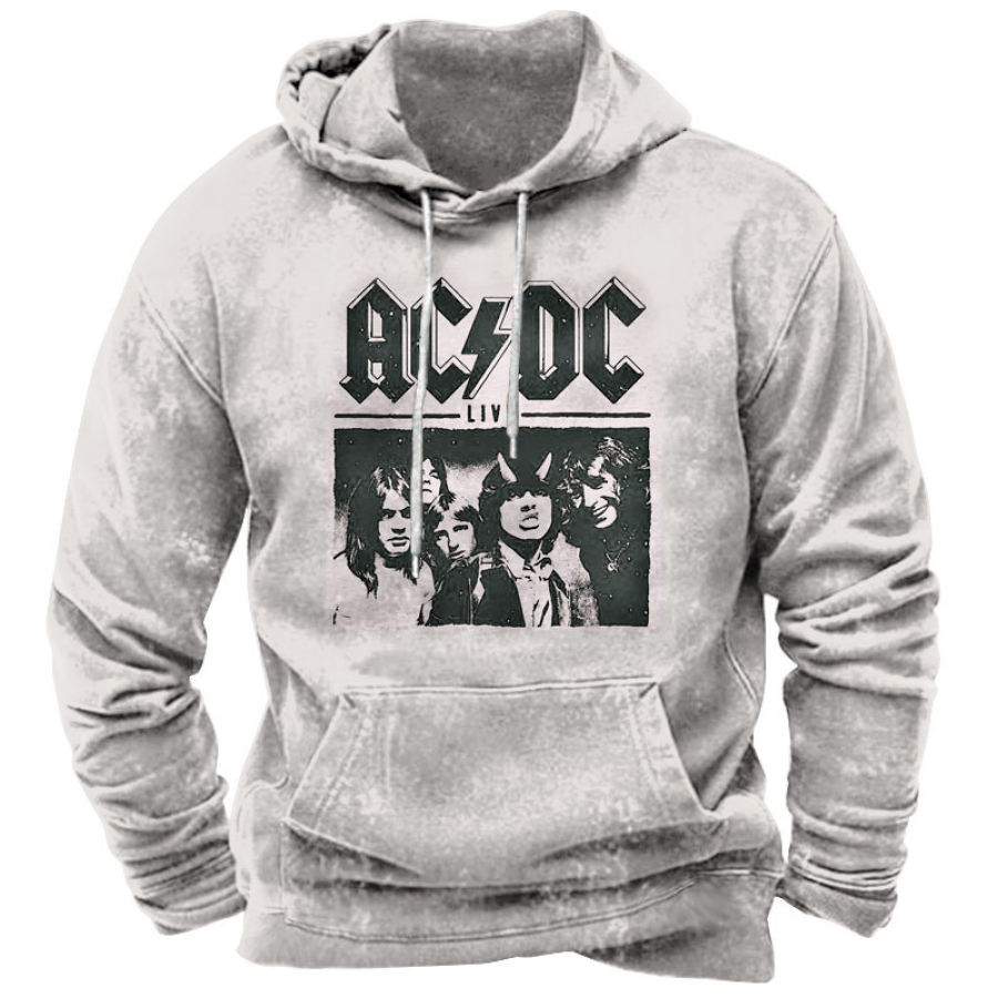 

Moletom Masculino Com Capuz Retrô Rock Band Estampa Bolso Conforto Casual