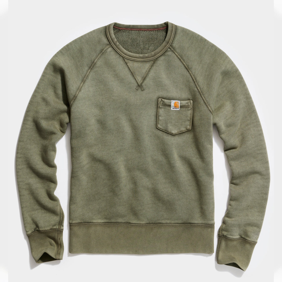 

Sudadera Con Bolsillo Desteñido Por El Sol Y Lavado Vintage Para Hombre Parte Superior Mediana Verde Militar