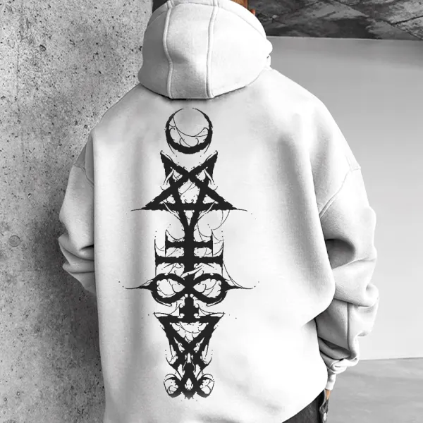 Satan Totem Print Pullover Sweatshirt - Faciway.com 