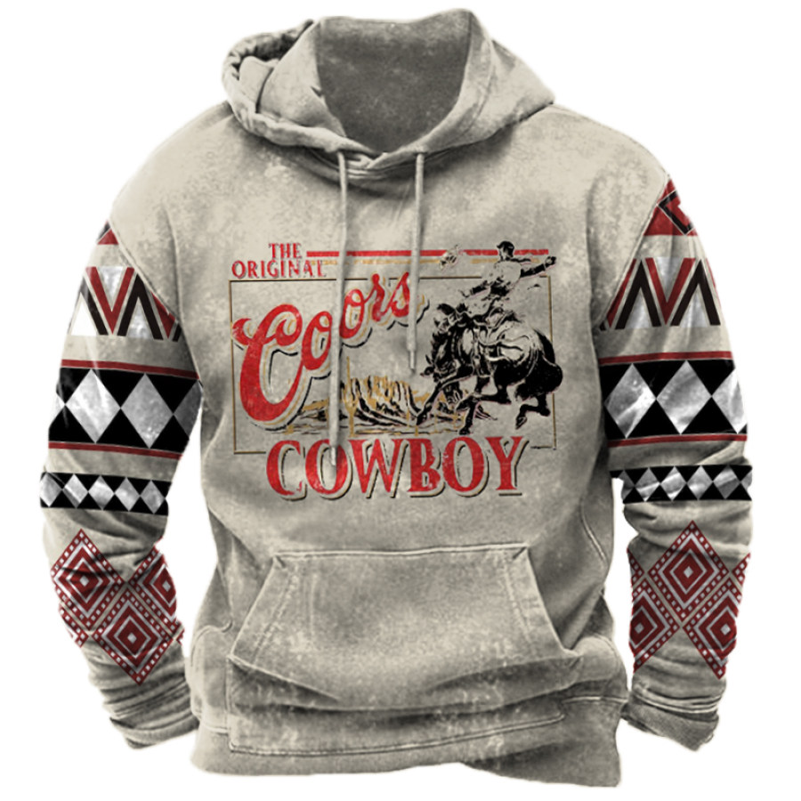 

Men's Ethnic Pattern Casual Hooded Sweatshirt
