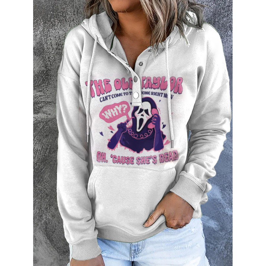 

Sweat-shirt à Capuche Et Poche Pour Femme Avec Lettres Imprimées Halloween Crâne Imprimé