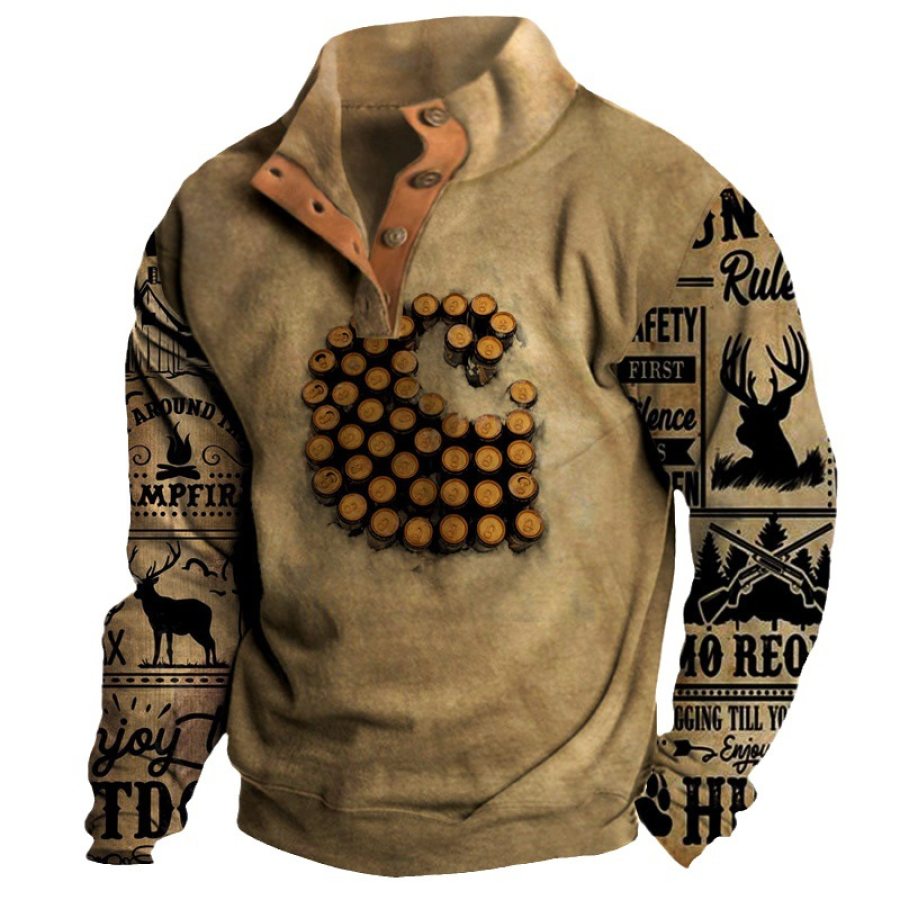 

Sudadera Con Cuello Semiabierto Para Hombre Con Estampado De Caza Vintage