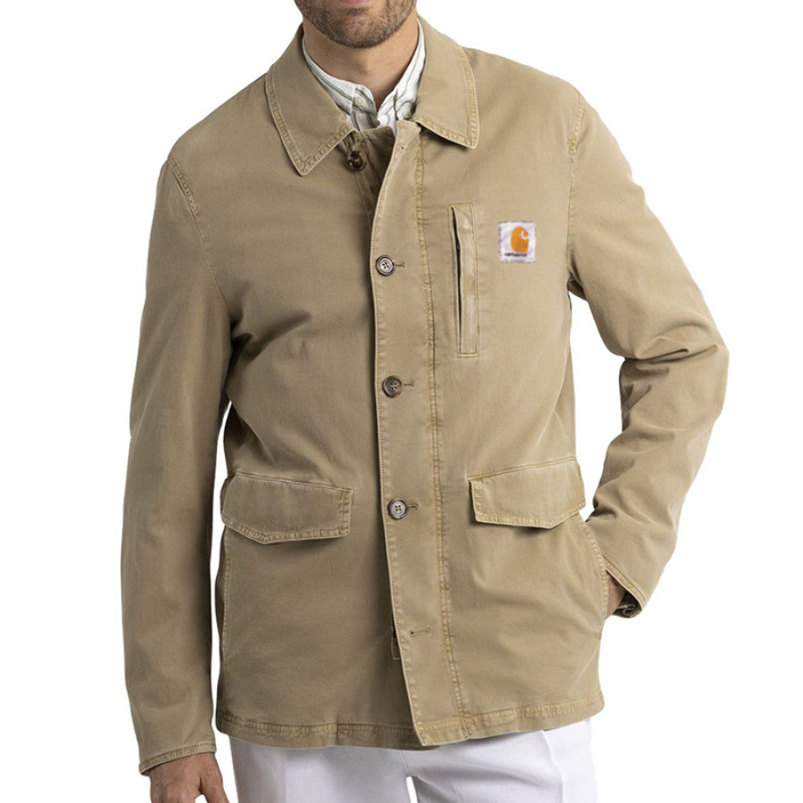 

Chaqueta De Trabajo Para Hombre Lona Vintage Resistente Al Desgaste