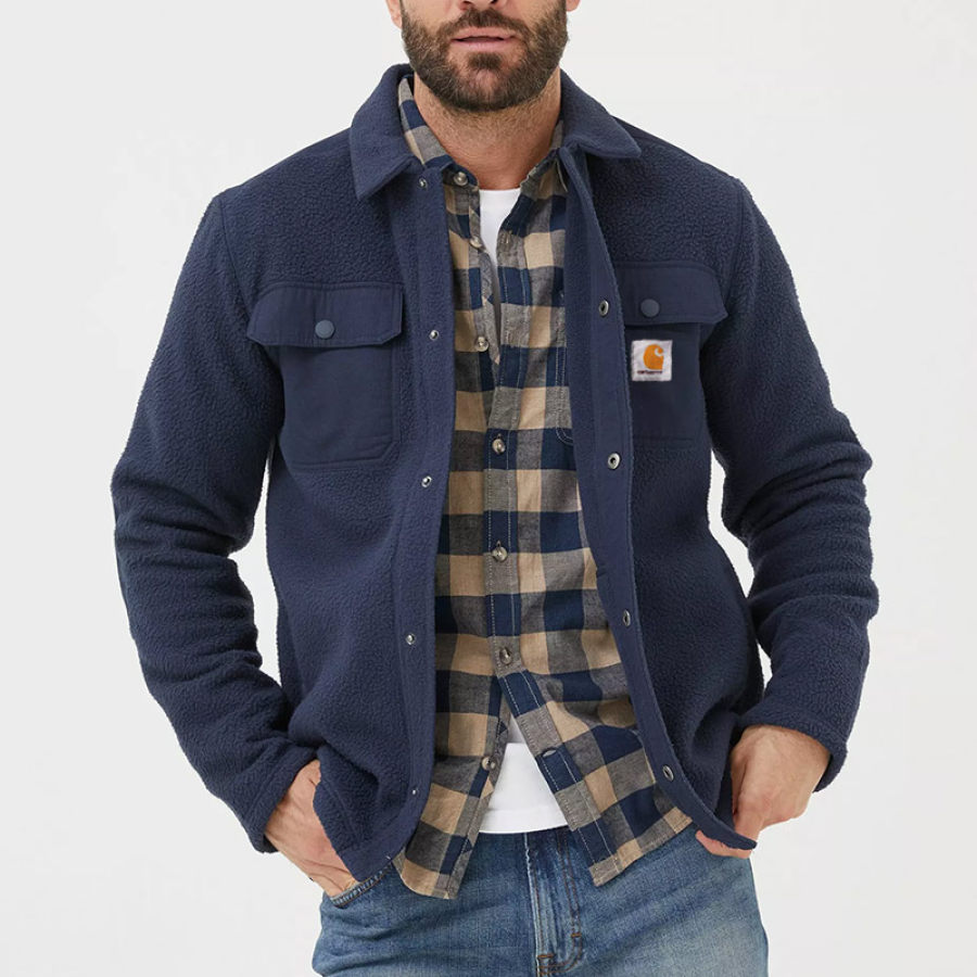 

Giacca In Pile Polare Da Uomo Con Tasca Cargo Casual Blu