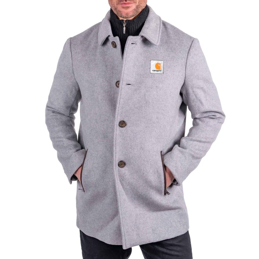 

Chaqueta De Hombre Solapa De Lana Vintage Cuero Empalmado Ropa De Abrigo Al Aire Libre Gris