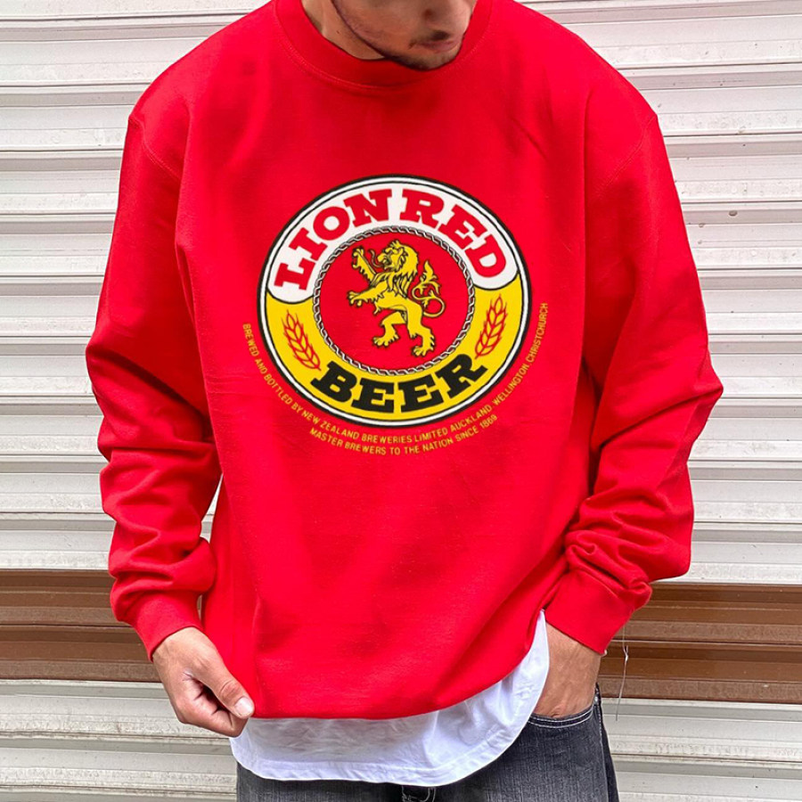 

Lässiges Sweatshirt Mit Rundhalsausschnitt Und Retro-Bier-Print