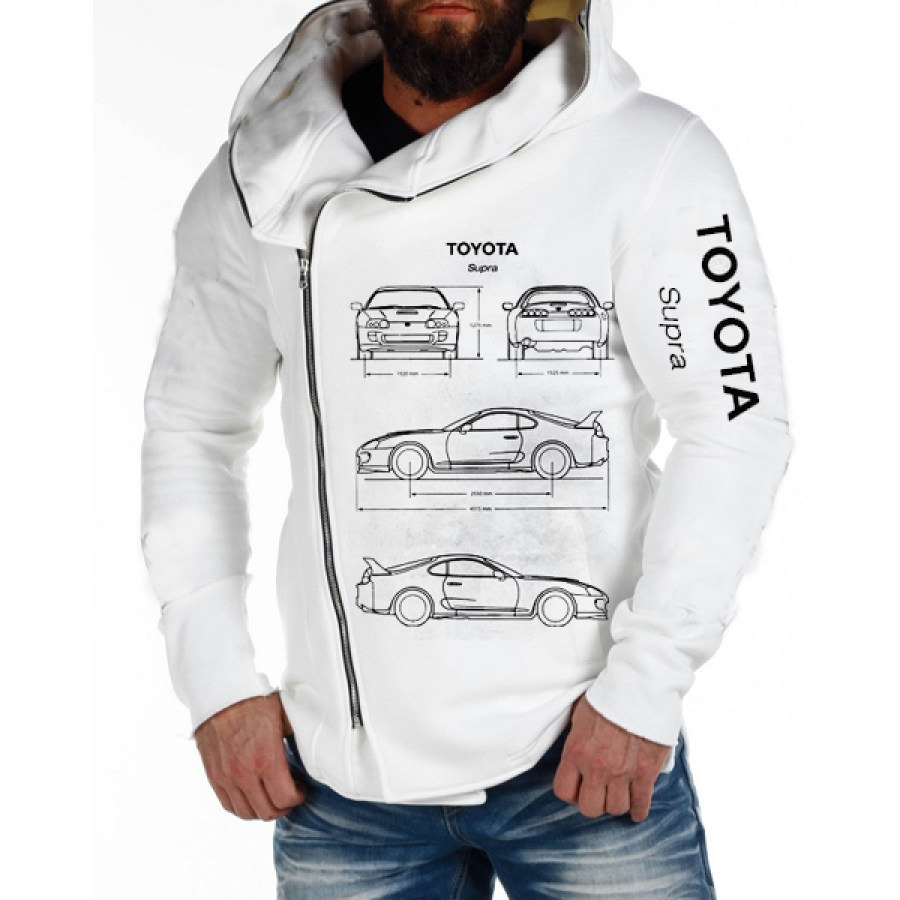 

Toyota Print Herren Original Design Schal Reißverschluss Kapuzen-Strickjacke Outdoor Casual Kapuzen-Sport-Sweatshirt