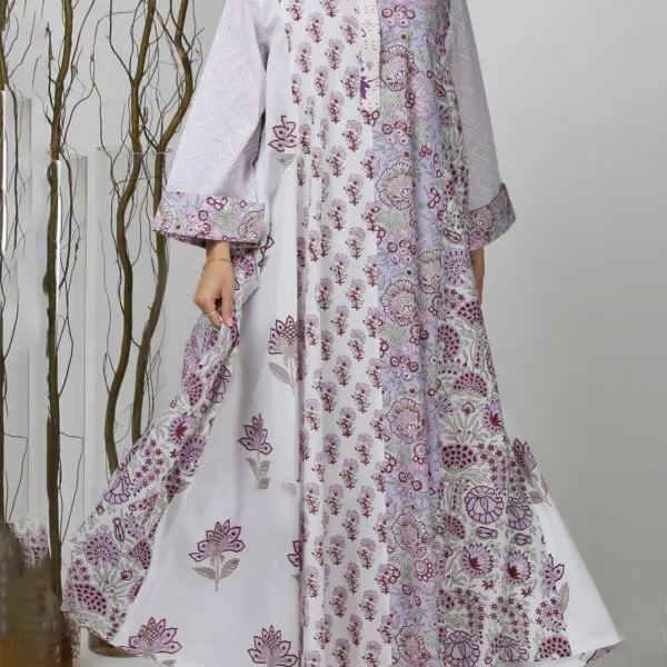 Stylish Premium Floral Print Robe Dress - Mosaicnew.com 