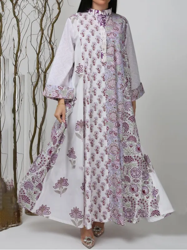Stylish Premium Floral Print Robe Dress - Machoup.com 