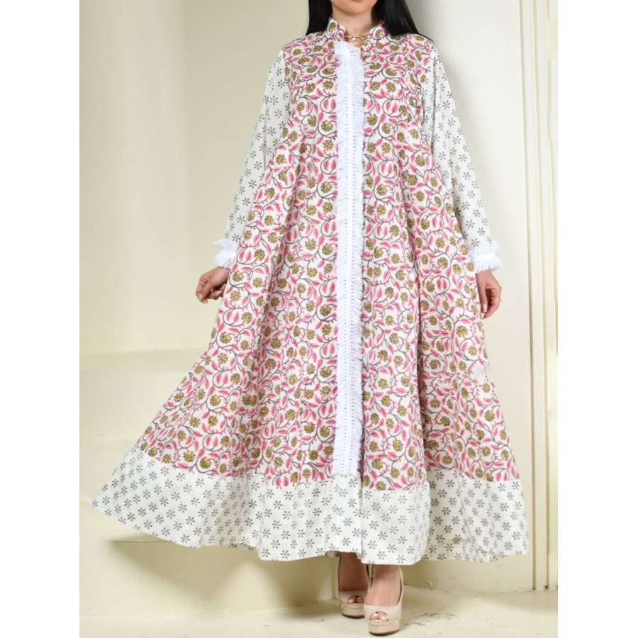 

Elegante Vestido Tipo Bata Con Estampado Floral De Primera Calidad