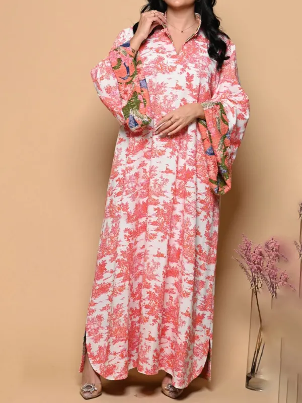 Stylish Premium Floral Print Robe Dress - Viewbena.com 