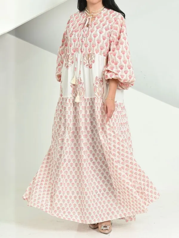 Stylish Premium Floral Print Robe Dress - Onevise.com 