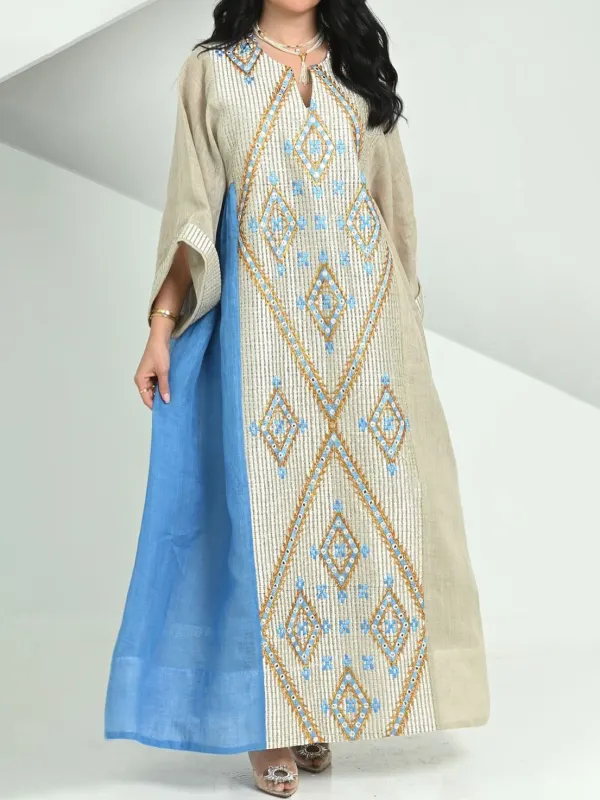 Stylish Contrast Floral Print Robe Dress - Onevise.com 