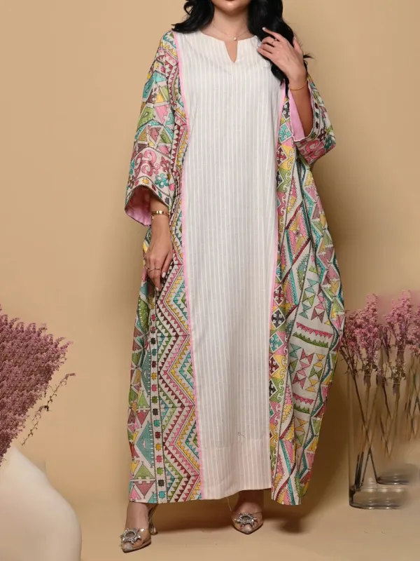 Stylish Contrast Floral Print Robe Dress - Goaffection.com 