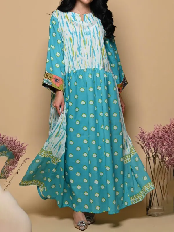 Stylish Contrast Floral Print Robe Dress - Indyray.com 