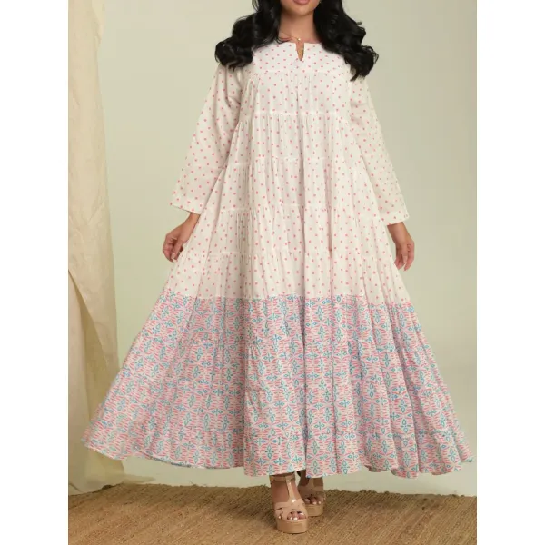 Stylish Contrast Floral Print Robe Dress - Yiyistories.com 