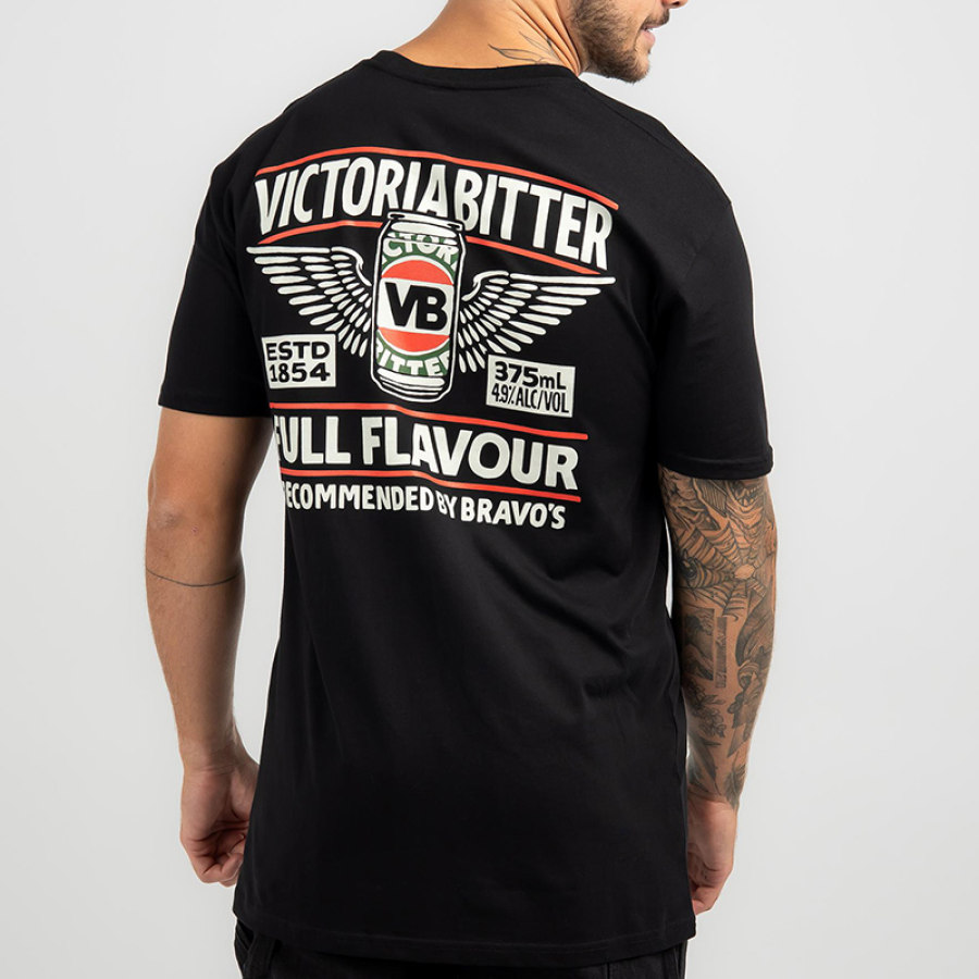 

Herren Victor Bravo Liquor Print Kurzarm-T-Shirt Mit Rundhalsausschnitt