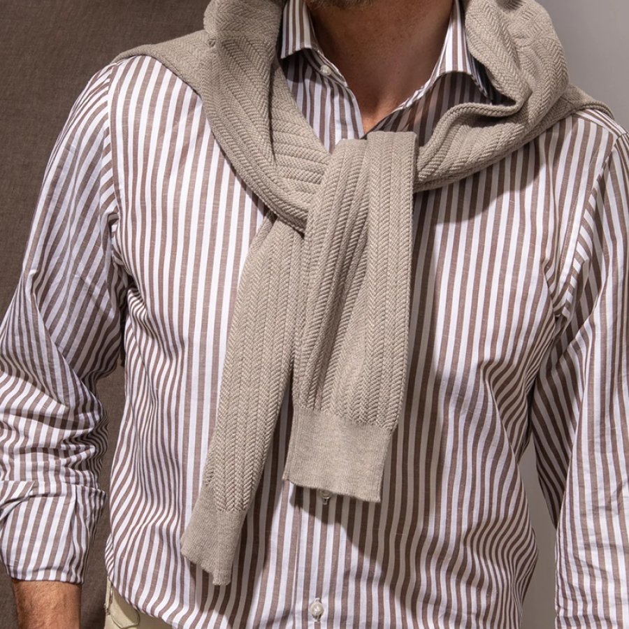 

Chemise à Carreaux Rayée Marron Pour Hommes