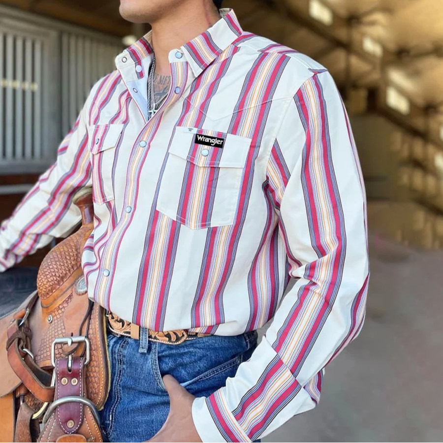 

Men's Wrangler Vintage Striped Western Ranch Shirt