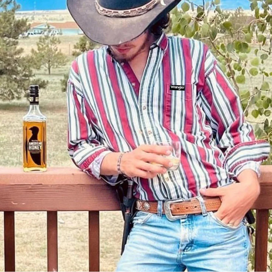 

Wrangler Vintage Gestreiftes Cowboy-Westernhemd Für Herren