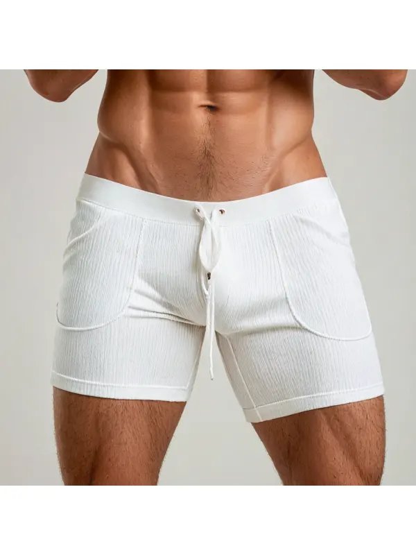 Men's Lace-up Solid Color Patch Pocket Shorts - Valiantlive.com 