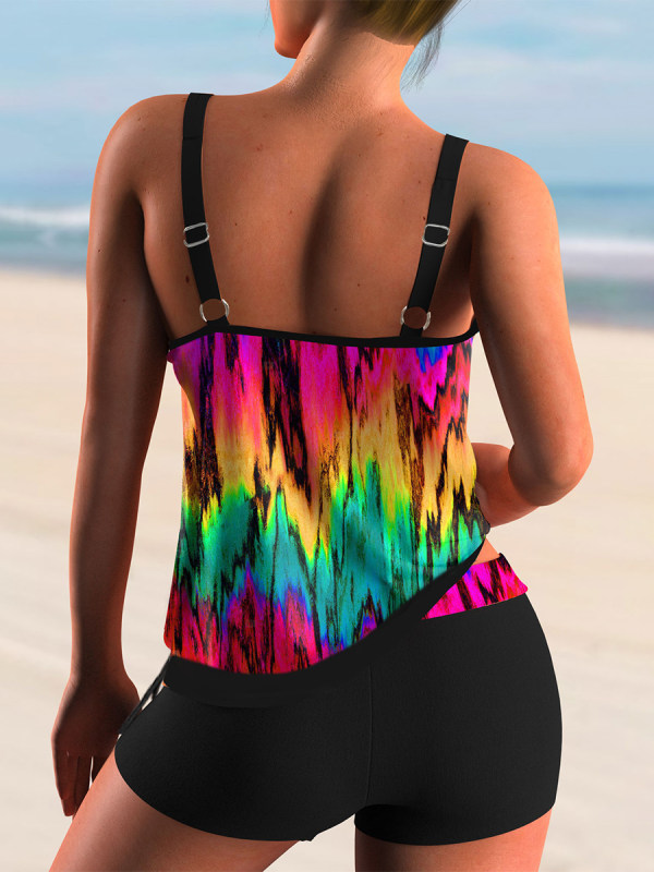 white tie dye bathing suit