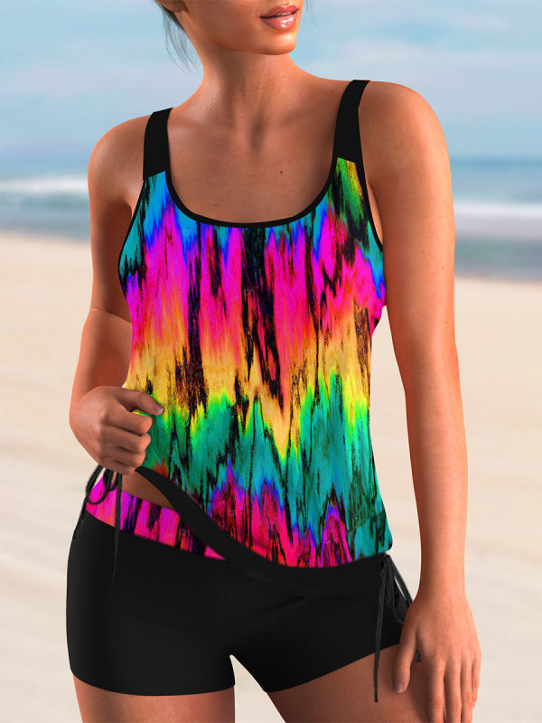 white tie dye bathing suit