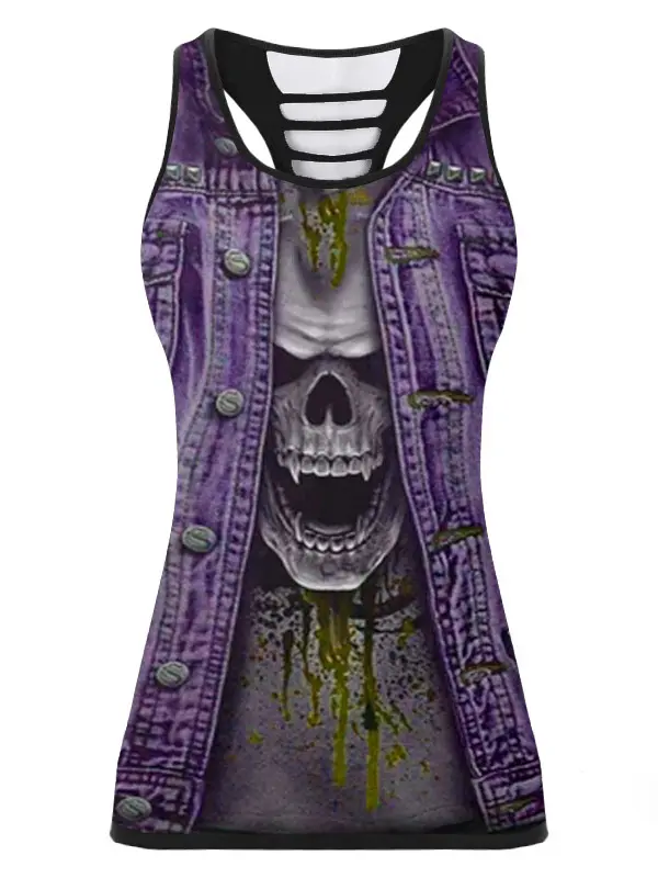 Punk hip-hop style skull casual print casual camisole - Plazabery.chimpone.com 