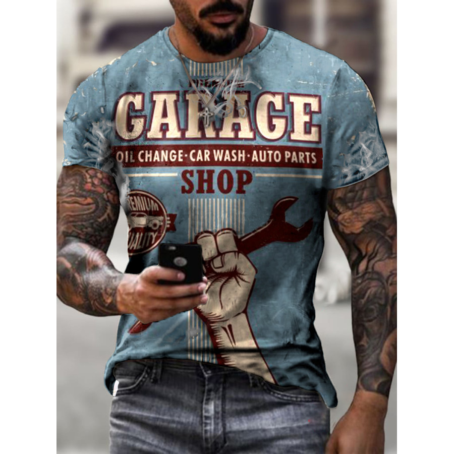 

Retro service area car repair print T-shirt