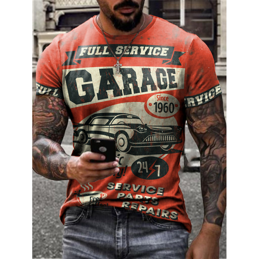 

Retro service area car repair print T-shirt